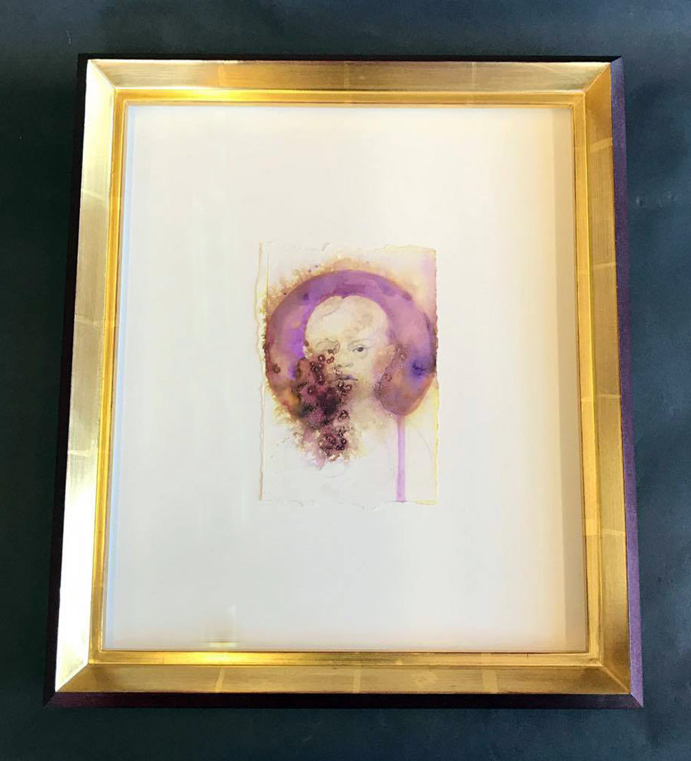 Melanie Vote Doll's Head portrait painting custom framing