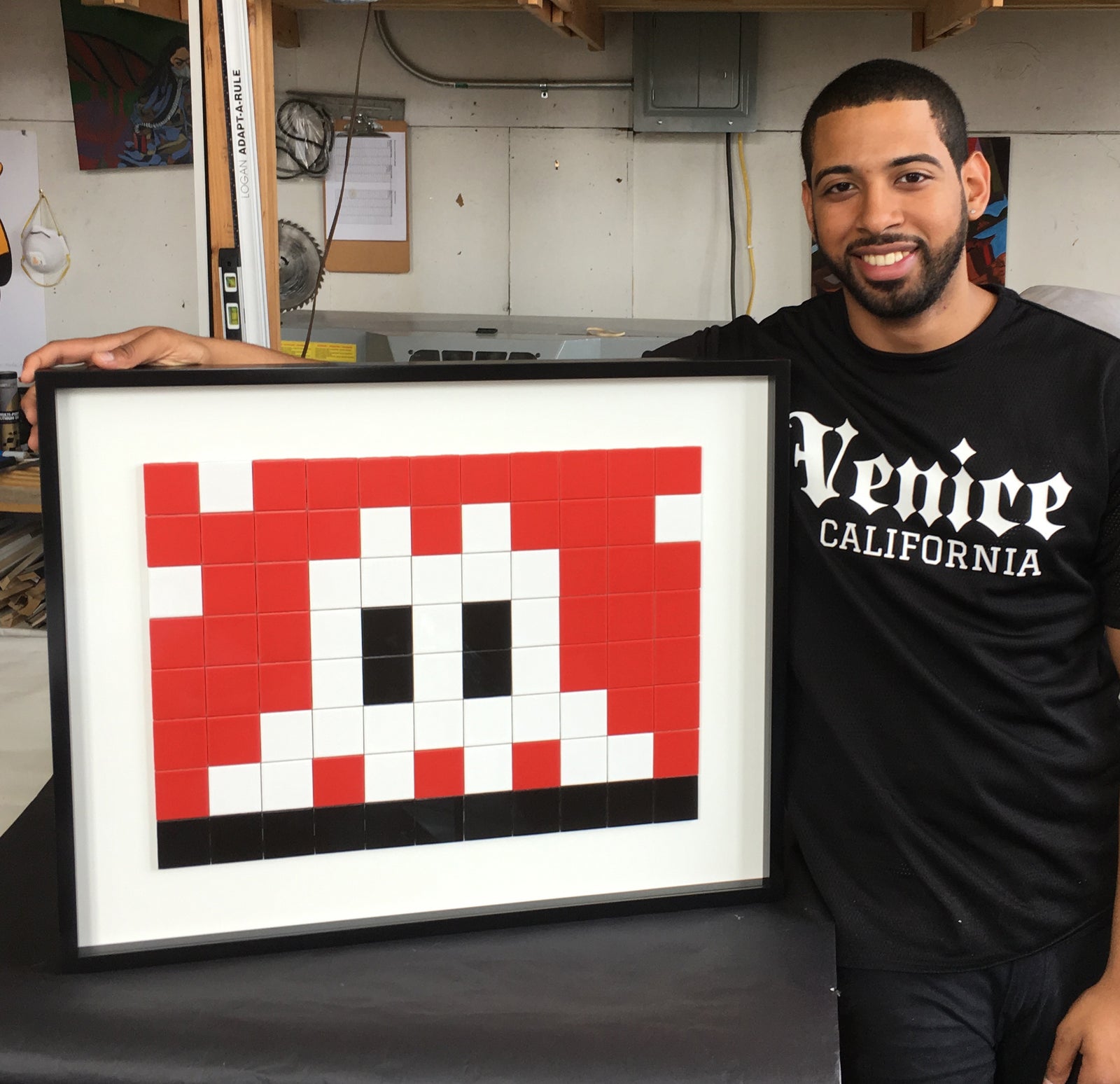 Space Invader Street Art Tile art custom framing shadow box