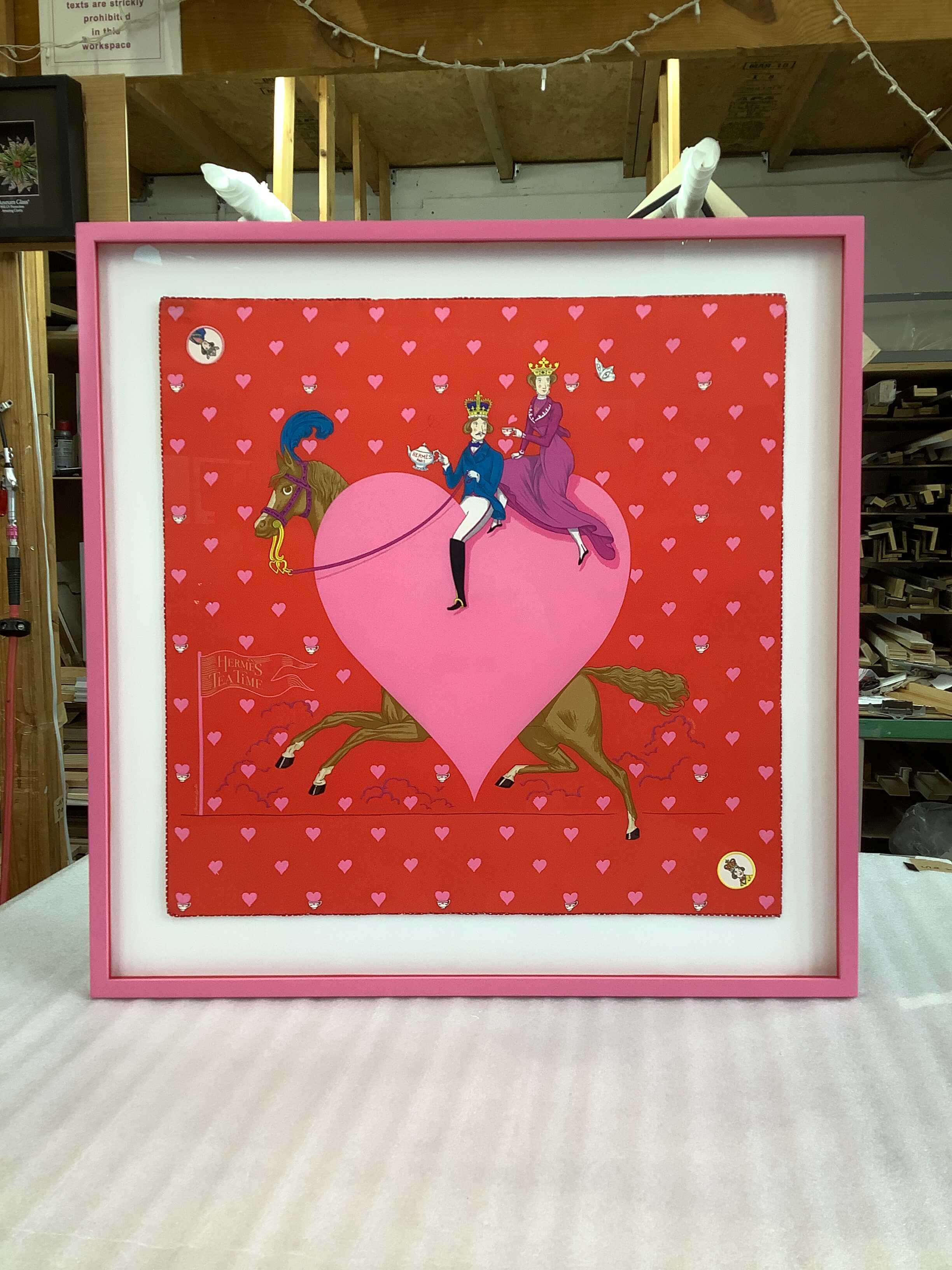 hermes-red-scarf-framed-