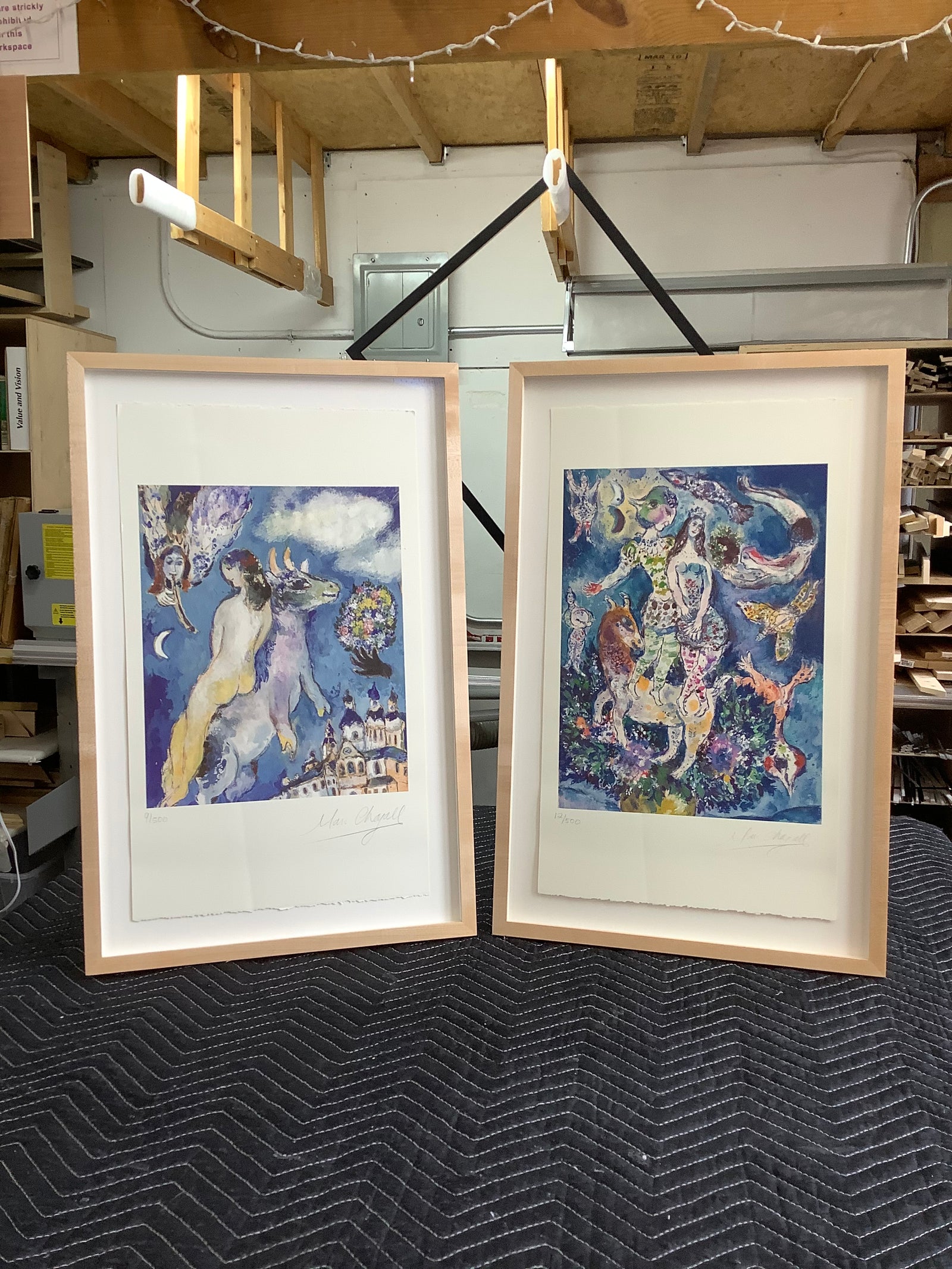 廃版Marc Chagall アートポスター フレーム　複製直筆サインあり 廃版Marc Chagall アートポスター フレーム 複製直筆サインあり